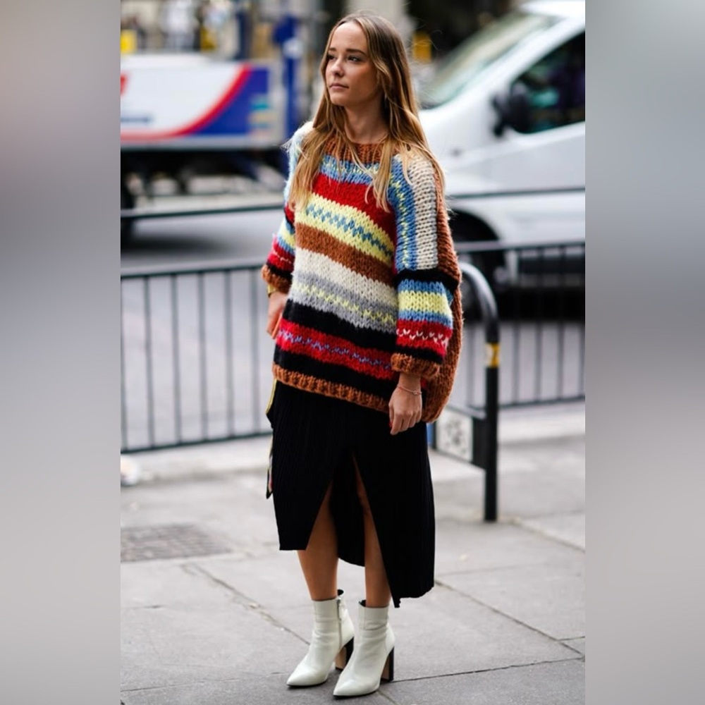 Simply Couture- handmade Multicolor Striped Crewneck Sweater